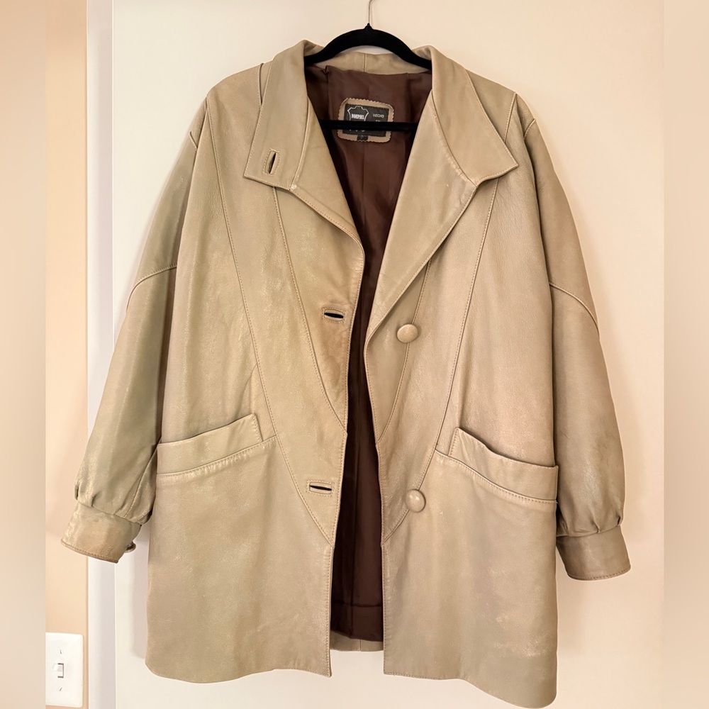 Vintage Grey Tan Leather Jacket - From Spain